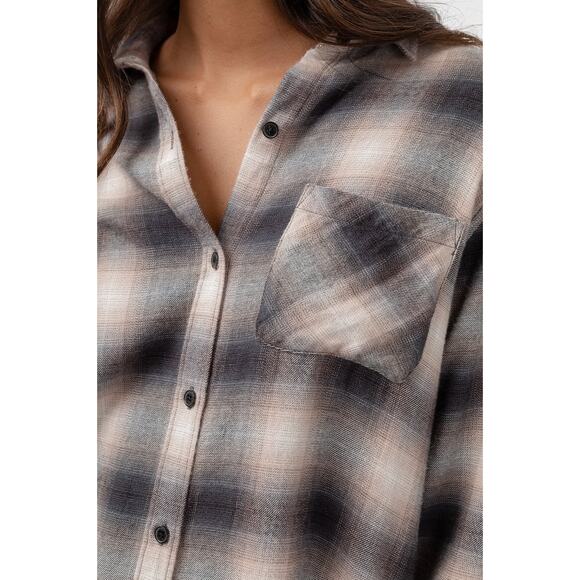 Rails Milo Latte Black Shadow Plaid Button Down Shirt - Picture 4 of 10